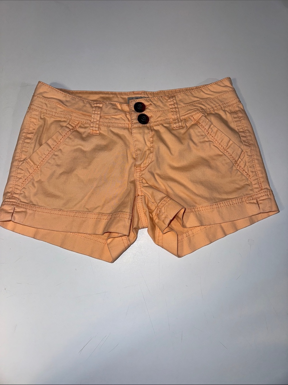Y2K BKE Peach-Orange cotton Shorts with Double Button Waist size 23